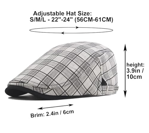 Image of Quanhaigou Men's Cotton Flat Ivy Gatsby Newsboy Driving Hat Adjustable Irish Cabbie Ivy Driving Hunting Cap