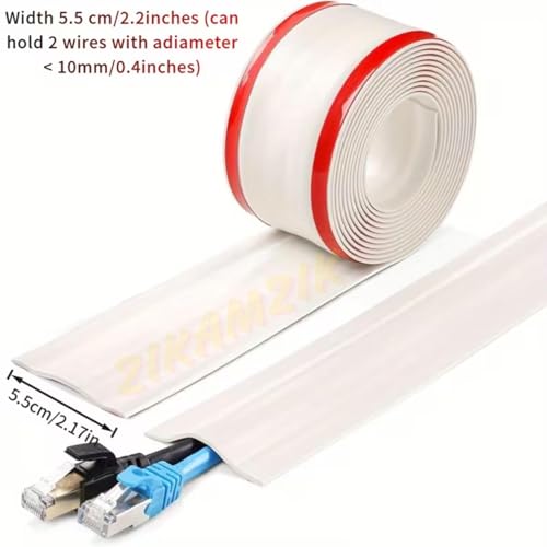 Image of Floor Cord Cover PVC Cable Protector for Wires on Floor, Cord Hider for Extension Cables, Wire Cover for Cable Management, Wire Hider for Wall (1 Meter + 1 Meter)