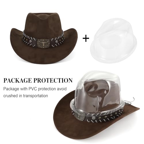 Image of Cowboy Hat for Men Women Suede Western Leather Cowgirl Hats Uniex Hat