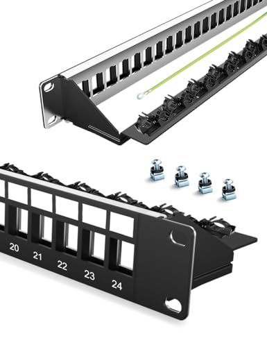 Enmane 1U 24�|�[�g �u�����N�p�b�`�p�l�� ���b�N�}�E���g&�E�H�[���}�E���g�l�b�g���[�N�p�b�`�p�l�� �P�[�u���}�l�[�W���[�t�� RJ45�L�[�X�g�[���p�b�`�p�l�� 19�C���` �M�K�r�b�g�l�b�g���[�N�p