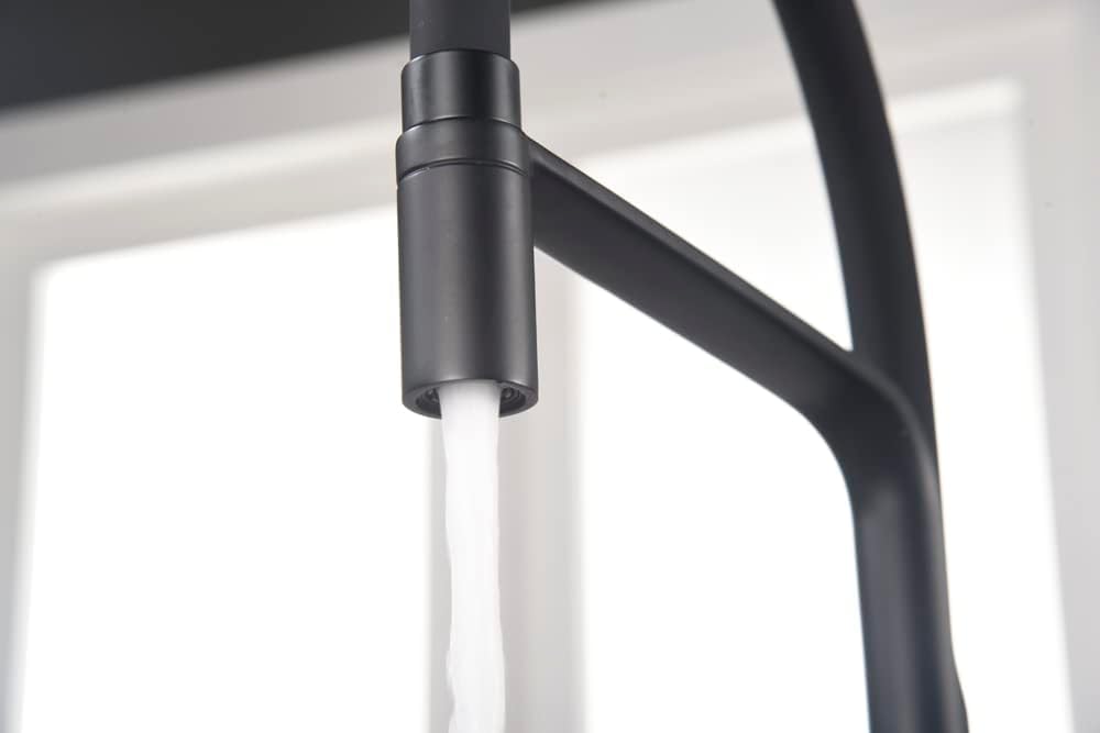 Grifo de cocina monomando para fregadero - flexible - elegante y resistente - Serie SENA (Negro Mate)