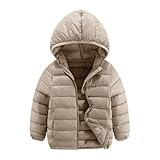 Winterjacke Jungen Mädchen Leichte Steppjacke mit Kapuze Herbst Winter Daunenjacke Verdicken Einfarbig Wintermantel Niedliche Casual Softshelljacke Puffy Jacken Reißverschluss Kinder 4-18 Jahre