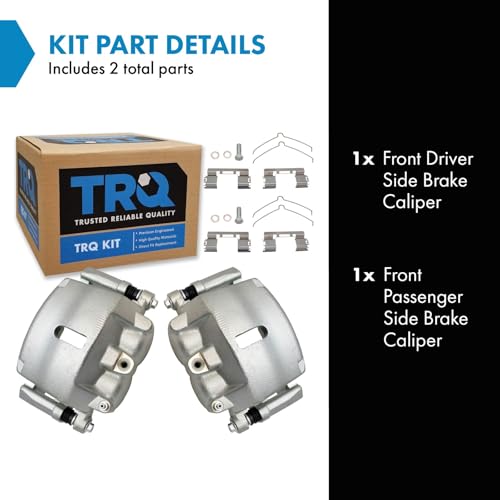 Image of TRQ Front Driver and Passenger Side Brake Caliper Set Caliper Brackets Hardware Compatible with 05-08 Ford F-150 06-08 Lincoln Mark LT