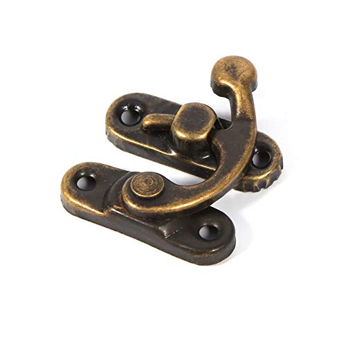 OUKENS Antique Latch Hasp, 12X Regalo di gioielli decorativi Vino Scatola di legno Antique Right Latch Hook Hasp con 48 viti, chiusura scatola legno, Serratura Antica(gancio sinistro in bronzo)