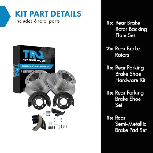 Image of TRQ Rear Brake Pad & Rotor Kit Semi-Metallic Driver & Passenger Side Compatible with 2003-2005 Dodge Ram 2500 Ram 3500