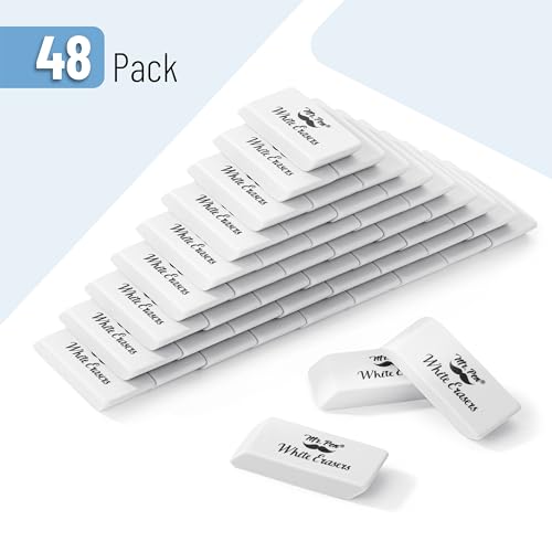 Image of Mr. Pen- White Pencil Eraser, 48 Pack | Large Latex Free Block Erasers Bulk for School, Office, Art Sketching, Homework, Exams, Clean Smudge-Free Correction