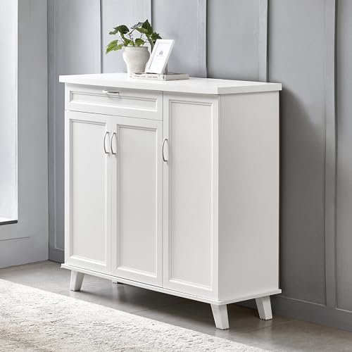 Image of Home Centre | Helios Alton 16 Pair Shoe Cabinets | Shoe Storage for Home | Engineered Wood | White | 1 Year Warranty