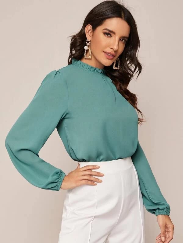 Image of FNOCKS Women's Plain Round Neck Long Sleeve Slip On Cotton Top