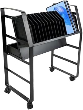 Yeeoy 16 Device Mobile Charging Cart, Laptop and Tablet Open Charging Station, Compact Chromebook Charging Stand with Cable Management for Office Classroom Library