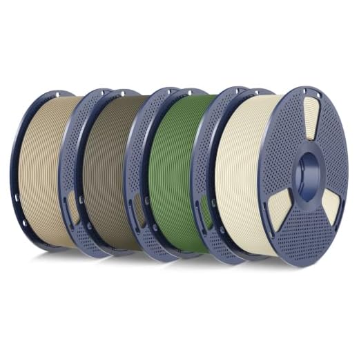 SUNLU 4KG 3D Printer Filament Bundle PLA Matte 1.75mm, Neatly Wound Filament with Matte Finish, Print with 99% FDM 3D Printers, 1kg Spool (2.2lbs), 4 Packs, Bone White+Olive Green+Clay+Oak Wood