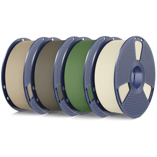 Image of SUNLU 4KG 3D Printer Filament Bundle PLA Matte 1.75mm, Neatly Wound Filament with Matte Finish, Print with 99% FDM 3D Printers, 1kg Spool (2.2lbs), 4 Packs, Bone White+Olive Green+Clay+Oak Wood
