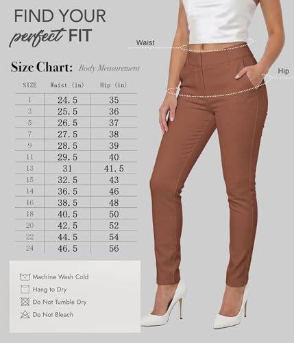 Image of Hybrid & Company Women's Work Chino Pants | Super comfy stretch fabric, flat front design, tailored fit, suitable for office, work, casual wear, and everyday comfort