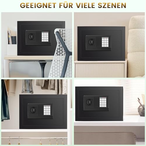 25cm Tall Safe Tresor für Zuhause,Digitaler MöBeltresor mit Feuerfest Wasserdicht Dokumententasche, Wandtresor mit Zahlenschloss für Bargeld Wichtiger Dokumente