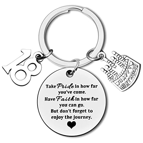 18th Happy Birthday Keyring Gift Inspirational Birthday Gift 18 Years Old Birthday Gifts for Women Men Friends Son Daughter Birthday Gift Turning 18 Birthday Gifts Encouragement Happy Birthday Jewelry Cover