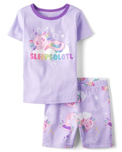 The Childrens Place Girls 100% Cotton Short Sleeve Top and Shorts 2 Piece Pajama Set SLEEPSOLOTL 6