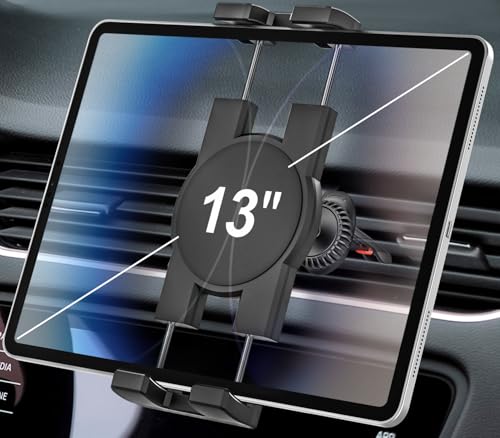 woleyi Car Tablet Holder Vent Clamp - [Upgraded Hook Clip] Air Vent iPad Holders for Car Mount [Easily Install] Compatible with 4.7-13