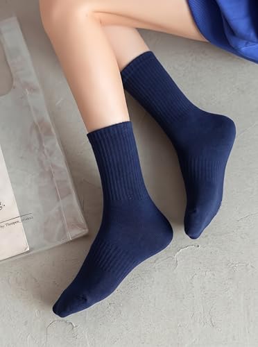 Image of Irisbear Womens Crew Socks Casual Athletic Gym LightWeight Thin Cotton Socks 5 Pairs