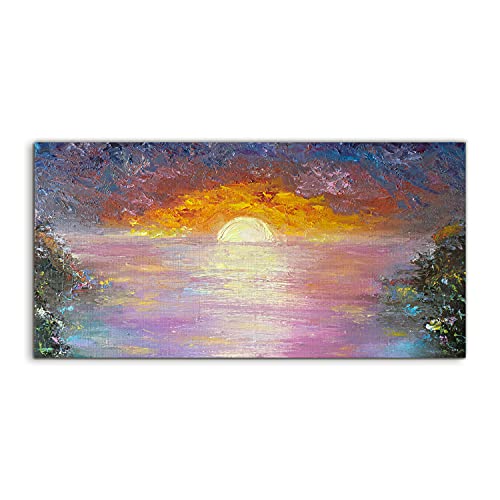 Tableau acrylique sea sunset 120x60cm illuminez un salon sombre sans travaux