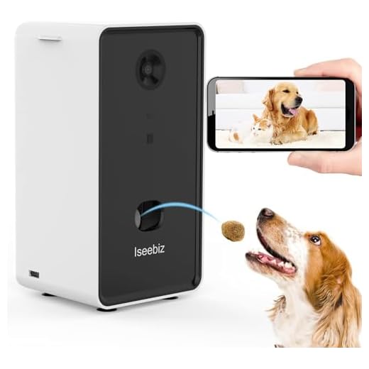 Iseebiz Pet Camera Treat Dispenser, 2 Way Audio Talk Listen, 1080P Night Vision Cat Dog Cam, App Control Tossing, Wall-hanging, Multi Devices Login, Compatible with Alexa, Play with Your Dogs and Cats