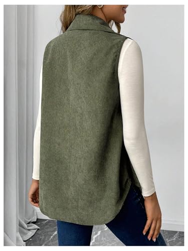 MakeMeChic Women's Maternity Vest Jacket Corduroy Sleeveless Button Down Jackets Blazer2