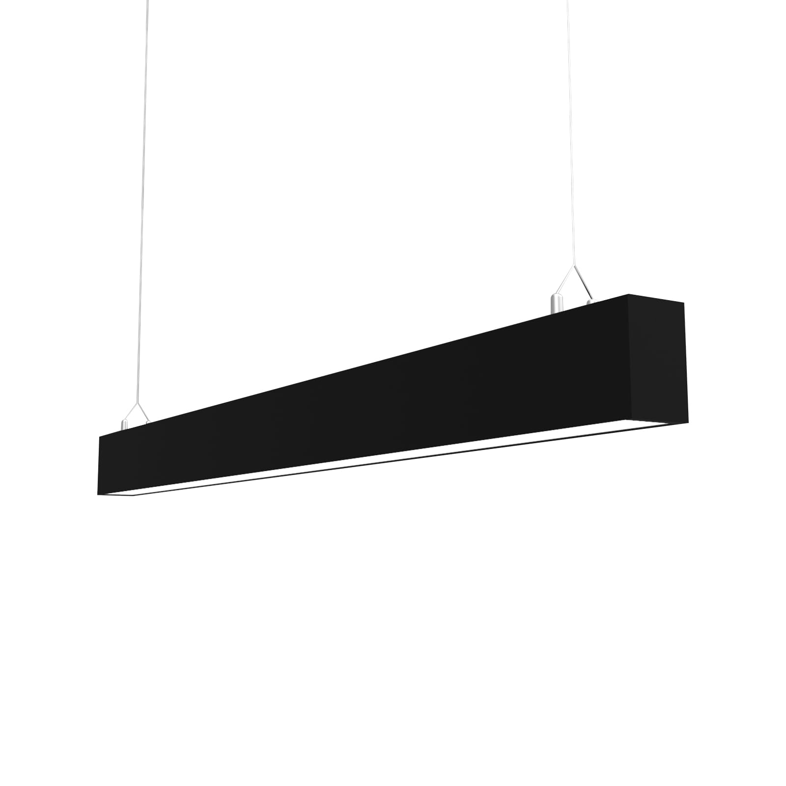 Lámpara LED Lineal Colgante Moderna, 150cm (60W) / 120cm (36W), Luz de Techo para Oficina y Comedor, Iluminación Profesional (Negra,1500mm,5700K)