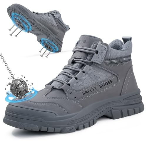 Image of Steel Toe Work Boots for Men - High Top Puncture Resistant Safety Boots - Industrial Boot for Worker - Comfortable Work Boot for Construction