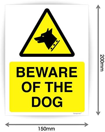 Beware of the Dog Sign Self Adhesive Waterproof Vinyl Sticker 150mmx200mm V1139
