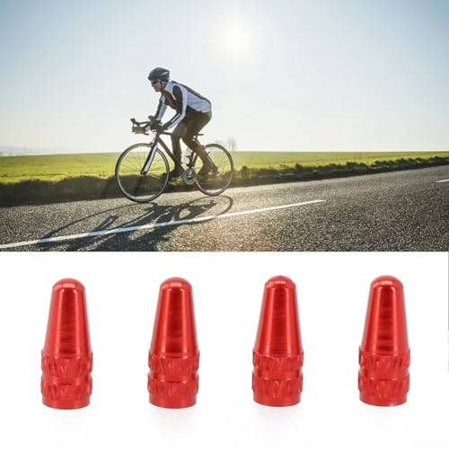 Tapas para válvula de neumático de bicicleta de aleación de aluminio compatibles AV/FV para bicicletas de carretera y MTB juego de 4 (rojo) miniatura 2
