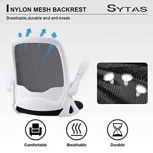 Sytas Office Chair Ergonomic Desk Chair Rolling Swivel Mesh Computer Task Chair With Flip-Up Arms And Adjustable Height，For Adults And Kids，White #TOP5