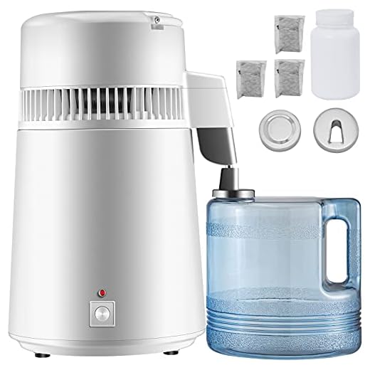 Mophorn Pure Water Distiller 750W, Purifier Filter Fully Upgraded with Handle 1.1 Gal /4L, BPA Free Container, Perfect for Home Use, White