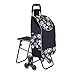 Carrello della Spesa Pieghevole Carrello della Spesa con Risparmio di Manodopera da 40 kg per Salire Le Scale Carrello della Spesa Pieghevole con Sedile (Color : Blue, Size : 32 * 50 * 94cm)