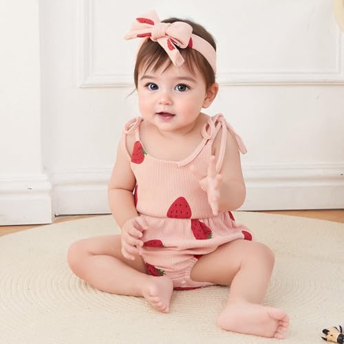 Engofs Newborn Baby Girl Summer Clothes Sleeveless Romper with Headband Boho Outfits3