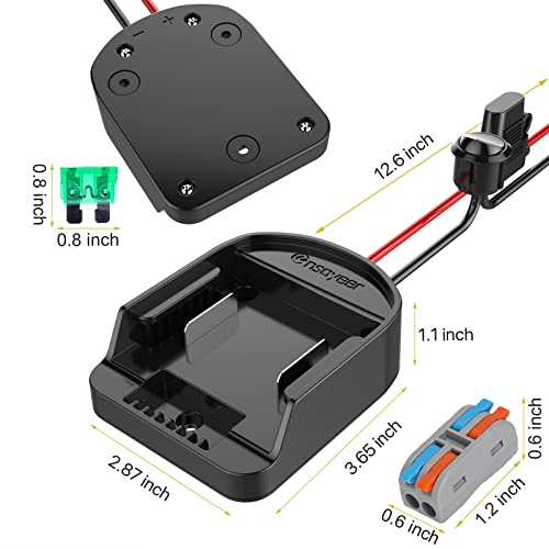 Ensayeer Power Wheel Adapter with Fuse&Switch for 18V Battery, Non-Blown Tight Battery Adapter with 4Pcs 30A Fuse and Wire Terminal, 12 AWG Wire, DIY Use for Truck, Robotics, RC Toys and Work Lights
