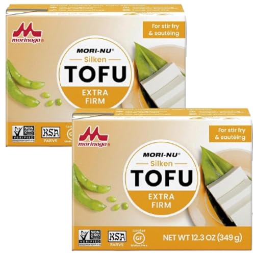 Mori-Nu Extra Firm Tofu 349g - Pack of 2 | Silken Texture Non-GMO Vegan Protein - Ideal for Cooking Grilling and Salads