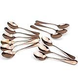 hocadon Teelöffel 12 Stück, Kaffeelöffel, Edelstahl RoseGold Teelöffel für Restaurant, Küche, Kaffee, Tee, EIS Spoon, Longueur 14 cm
