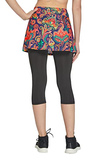 Slimour Skirted Leggings With Skirt Attached Capri Pant With Skirt Pants For Women Athletic Workout Tennis Skirt With Capris Casual Spring Paisley M #TOP3