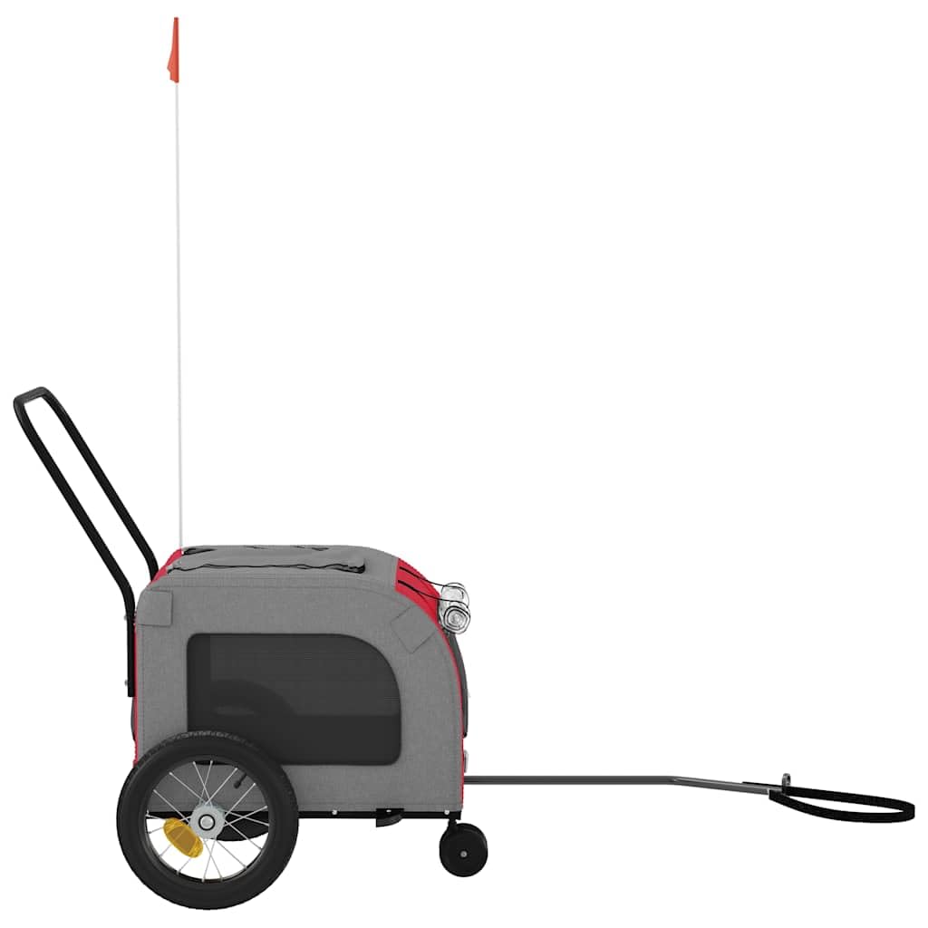 Fahrradanhänger für Haustiere Rot und Grau 124,5 x 63,5 x 53 cm für Hunde, Katzen
