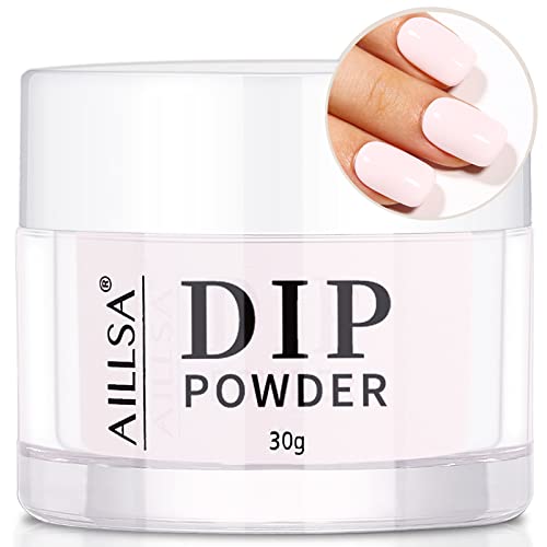 AILLSA Dip Powder Light Pink, Pink Dip Powder Nail 1 Oz, Nail Dipping Powder French Nail Art for Starter Manicure Salon DIY at Home, Dip Powder Colors Long Lasting, Odor-Free, Valentine's Selection