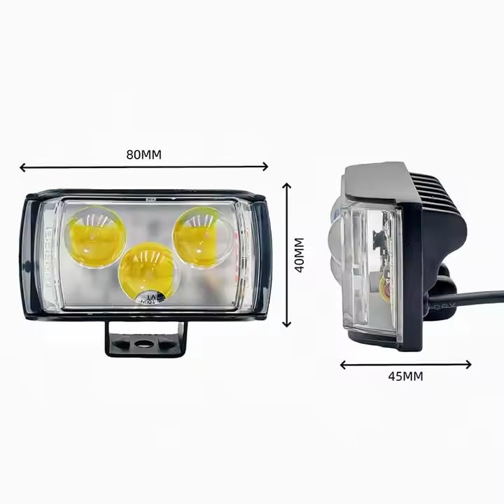 Image of Night-Drive 3 EYE LED Lens Fog Flashing Light | White & Amber Auxiliary Projector Spot Lights for Motorcycles, Cars, Scooty & Electric Vehicles (45W, 2-Pack)