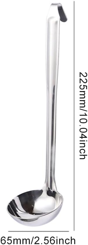 Soup Ladle with Hook Stainless Steel 10" Mirror Polished Dishwasher Safe