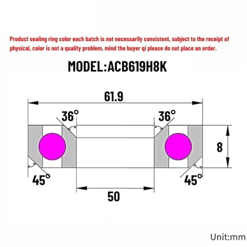 Roulement à manchon ACB619H8K 50X61.9X8 MM 36°*45° ACB3039 pour cadre