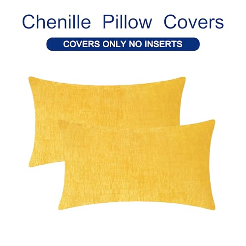 CaliTime Throw Pillow Covers Decorative 12 X 20 Inches Pack of 2 Cozy Chenille Cushion Cases for Couch Sofa Bed Living Room Home Mustard Yellow by CaliTime - Image 6