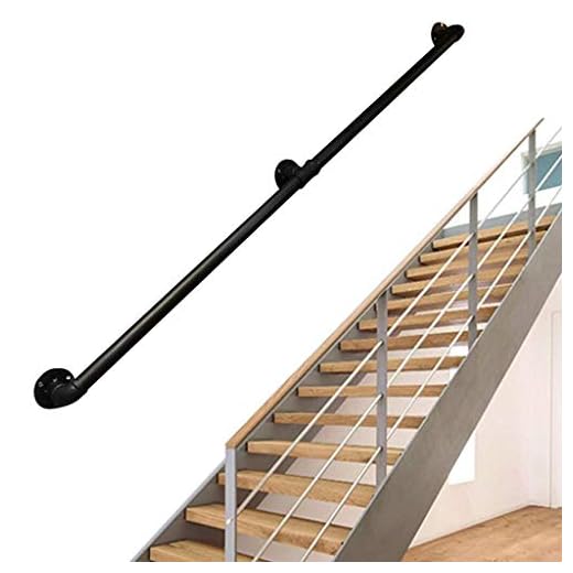 WJFQ ledstång för badrum trappor, länder för inomhus- och utomhusbruk badrum handtag bar, strykjärn, vattenrör designkranar länder svart (storlek: 7 ft)
