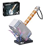 Brik Realmm Thor Mjolnir Building Set, Superhero Hammer Mini Block Building Set with Supporting Base, Christmas Halloween Birthday Gift for Grandson & Kids & Teens, 975 pcs