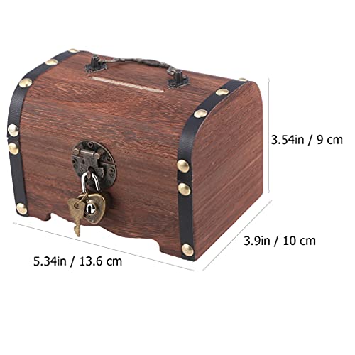 Doitool 2Pcs Retro Wooden Treasure Chest Storage Box, Unique, Handmade Vintage Design Piggy Bank Money Box Case Organizer With Lock And Keys, Best Gift For Kids Adult (Light Brown) #TOP6