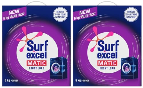 Image of Surf Excel Matic Front-Load Detergent Powder 6 Kg Remove Tough Stains Surf Excel Front-Load Washing Powder - For Front Load Washing Machines (Pack of 2)