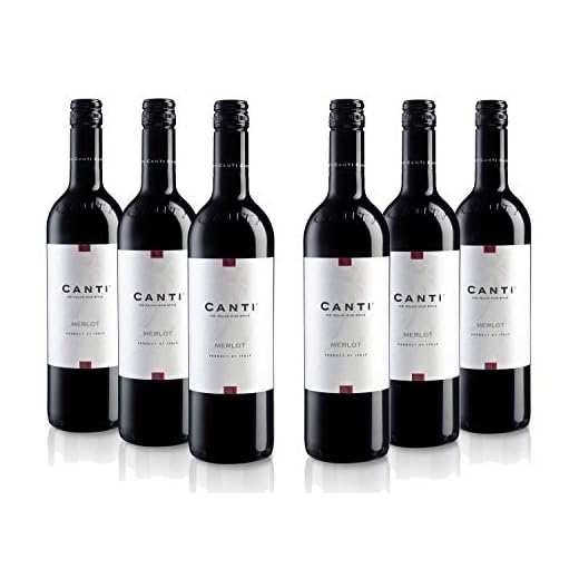Canti - Merlot italienischer roter trockener Rotwein, ausgewogener Geschmack mit einem runden fruchtigen Geschmack, 6x750 ml