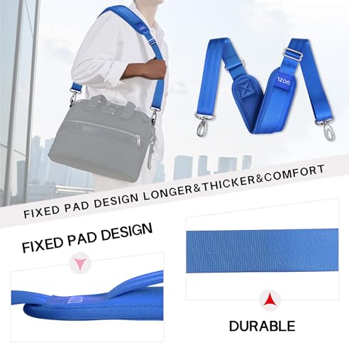 Image of 59 Inch Shoulder Straps, Soft with Ultra-Thick Fixed Shoulder Pad, Two Way Independently Adjustable Buckle Replacement Straps for Laptop Bag Messenger Bag Tool Bag Luggage,Blue