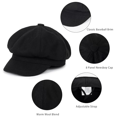 Kids Girls Wool Beret Newsboy Cap - Classic Cabbie Hat French Beret Pageboy Hat for Toddler Boys 2-7 Y3