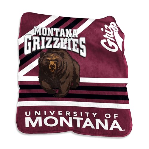 Logo Brands NCAA Montana Grizzlies Striped Raschel Throw Blanket 50 x 60 Soft Fleece Blanket Officially Licensed Collegiate Design Cozy Throw for Tailgating Game Day & Home Dcor